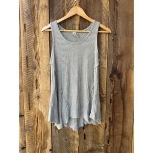 Paper Crane Jersey Net Gray Size M Distressed Tiered Bottom Tank Minimalist Soft